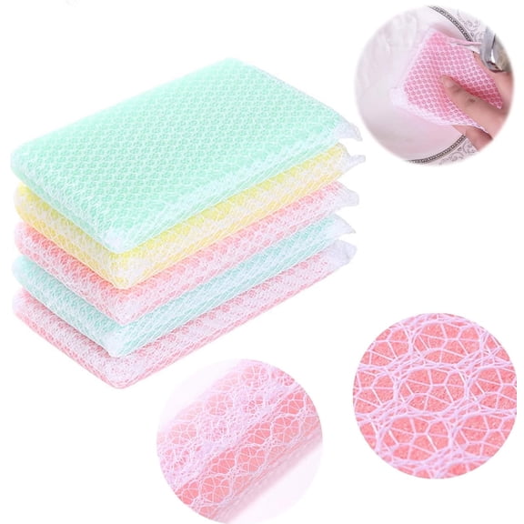 Mesh Scouring Sponge, Net Sponges for Kitchen, Sponge Scrubber Scouring Pad, NOGIS Individually Wrapped Sponge Kitchen Dishwashing Sponge for Travel Apartments Household Cleaning