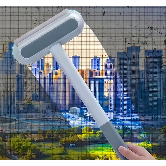 Mesh Screen Cleaner 4 in1, Wet and Dry Dual-Use Window Screen Cleaning Brush, Multi Window Cleaner Tools Window Glass Net Cleaner Squeegee, Groove Brush, Pet Hair Cleaner