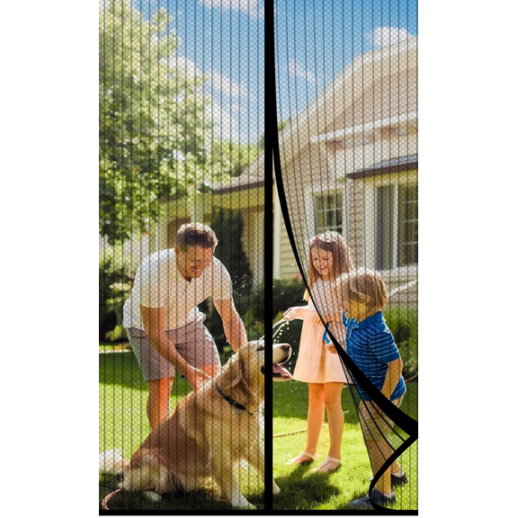 Mesh Screen with Magnetic Closure-Keeps Bugs Out Let Breeze in, Heavy Duty - Pet and Kid Friendly, Works with Front, Sliding Doors (35 x 82 Inch)