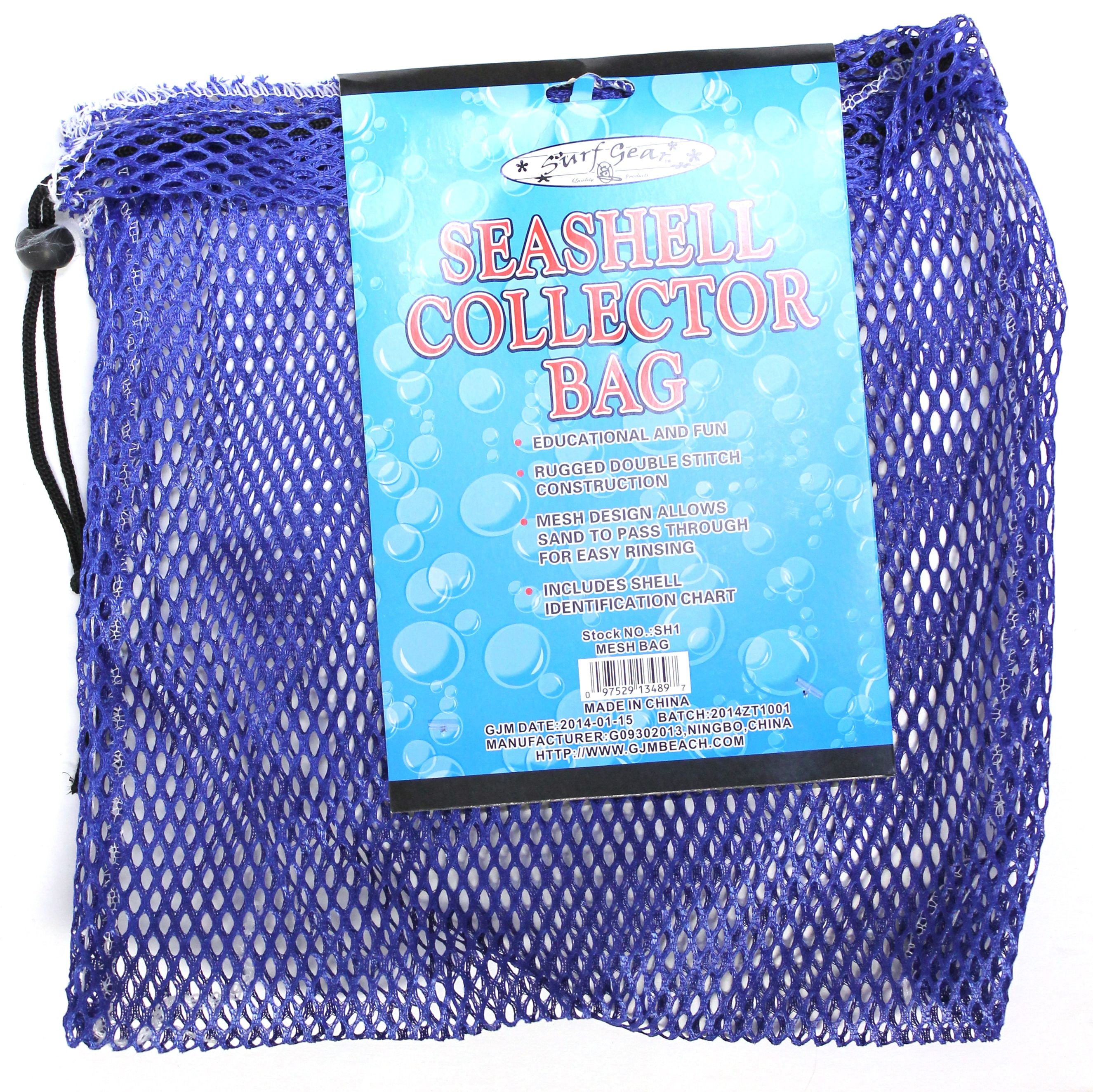 Mesh Seashell Collection Bag 12 inches x 12 inches with Shell Identification Guide Walmart
