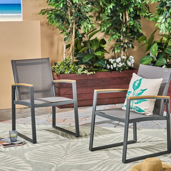 Mesh Seat & Back Aluminum Dining Chairs, Water - draining / Perfect for Fresh - air Dining