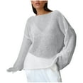 thumbnail image 1 of Mesh Sheer Long Sleeve Sweaters for Women Oversized Lightweight Hollow Out Shirt Casual Long Sleeve Fall Pullover, 1 of 4