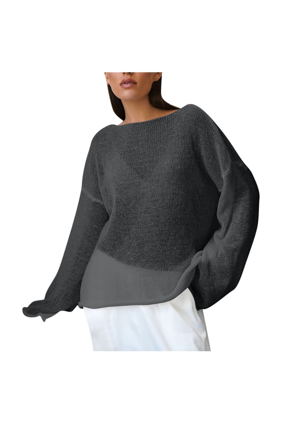 Mesh Sheer Long Sleeve Sweaters for Women Oversized Lightweight Hollow Out Shirt Casual Long Sleeve Fall Pullover
