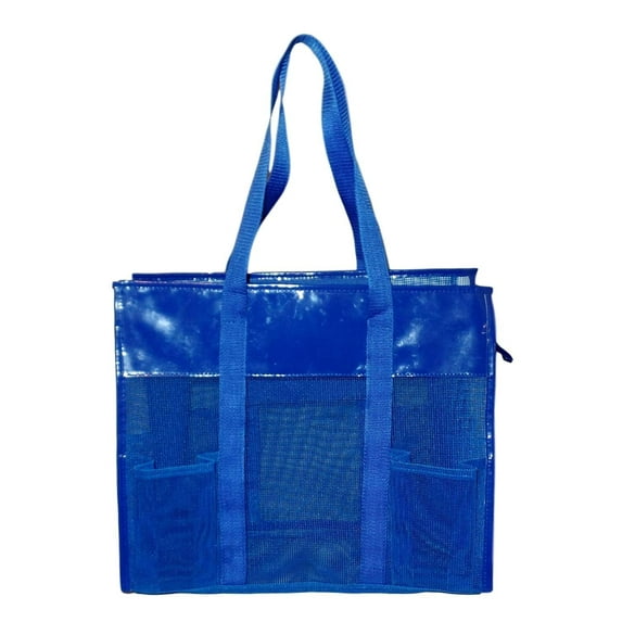 Mesh Shopper Utility Beach Bag Zipper Organizing Tote bag Royal