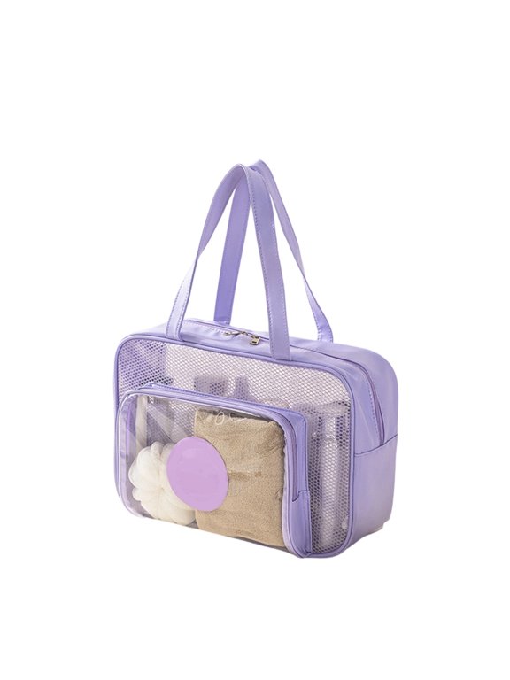 Mesh Shower Caddy Bag, Large 14 Inch Shower Caddy Organizer, Portable Purple Shower Tote for Gym Dorm Travel Bathroom Cosmetic and Toiletry Storage, 1 Pack