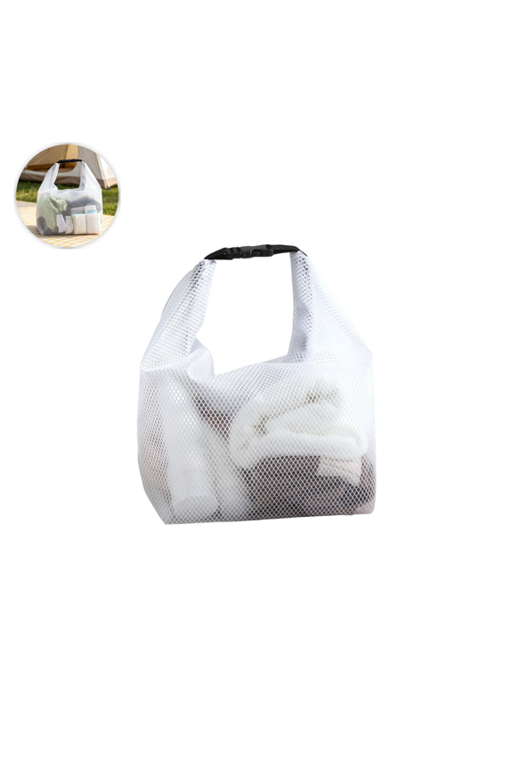 Mesh Shower Caddy Bag Portable Dry Mesh Travel Toiletry Organizer with Adjustable Handle Hanging Bathroom Storage for Gym Swimming Camping