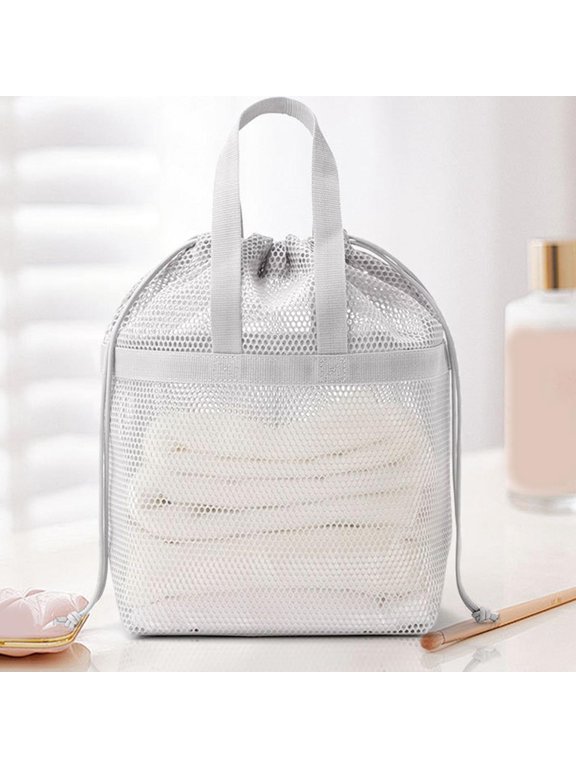 Mesh Shower Caddy Bag, Portable Gym Shower Bag Hanging Toiletry and Bath Organizer with Zipper Mesh Shower Bags Quick Dry Shower Tote Bags for Travel Swimming Gym Camping Beach