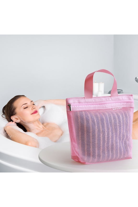 Mesh Shower Caddy Bag,Portable Small Hanging Toiletry Tote Bag ,Quick Dry Bath Bag,Waterproof Bath Organizer for College Dorm, Beach, Gym, Swimming Pool, Yoga and Travel