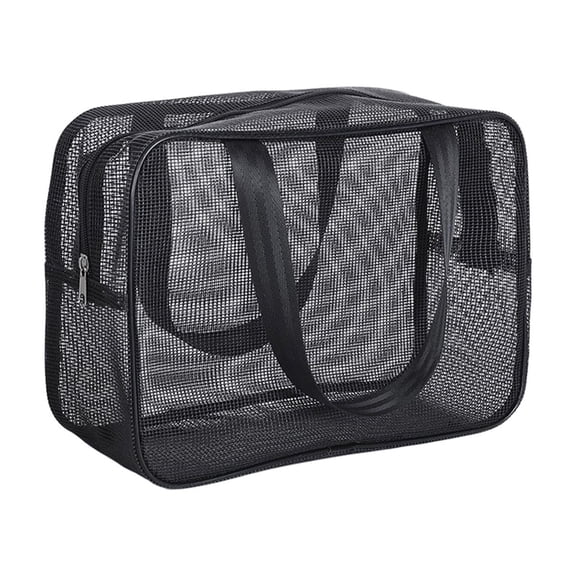 Mesh Shower Caddy Bag for Bathroom Gym Camping, Portable Travel Mesh Toiletry Bag for Women Men Black