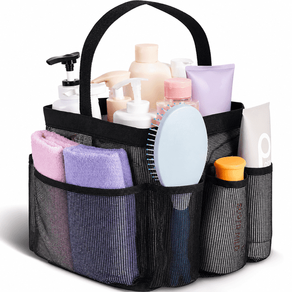 Mesh Shower Caddy Portable with 8 Pockets, Quick-Dry Hanging Shower Tote for College Dorm Room Essentials, Large Capacity Toiletry Bag for Beach, Swimming, Gym, Camping, Travel