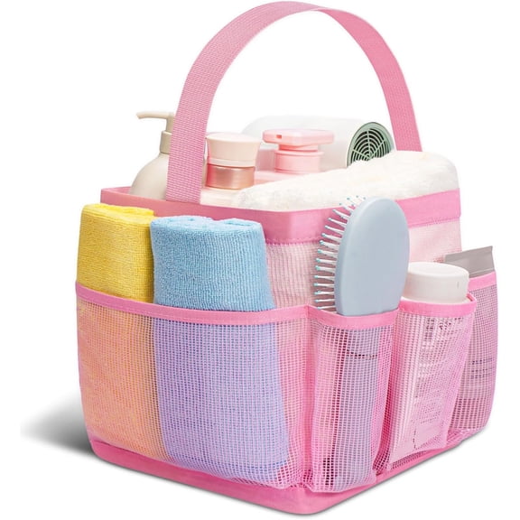 Mesh Shower Caddy Portable for Dorm Room Essentials for Girls with 9 Pocket,Large-Capacity Shower Basket,Quick Dry Toiletry Tote Bag for Women,Outdoor Gym,Travel,Swim,Beach Camping Essentials
