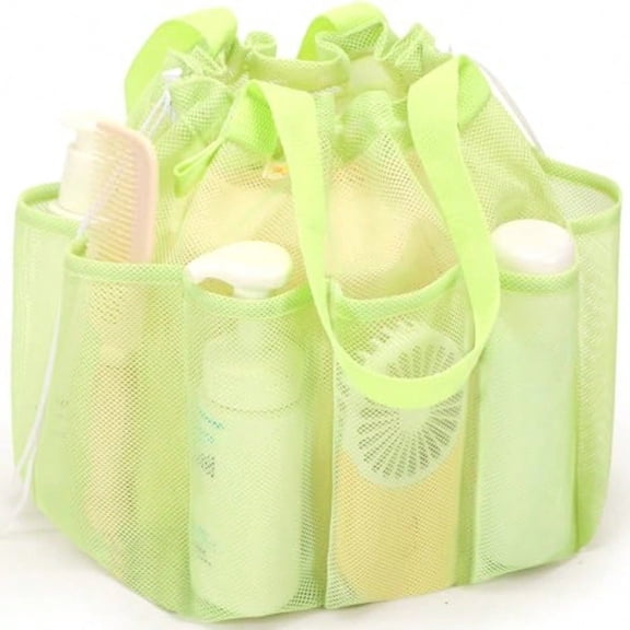 Mesh Shower Caddy Portable with Drawstring Dorm Room Essentials for College Students Girls and Boys Large Shower Bag for Camping Swimming Gym Travel Bathroom - Green