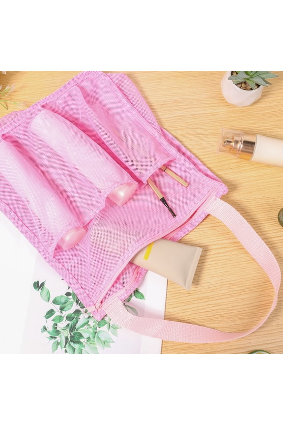 Mesh Shower Caddy Portable, Gym Travel Camp Dorm Room Essentials for Women and College Girl, Pink Bathroom Shower Bag