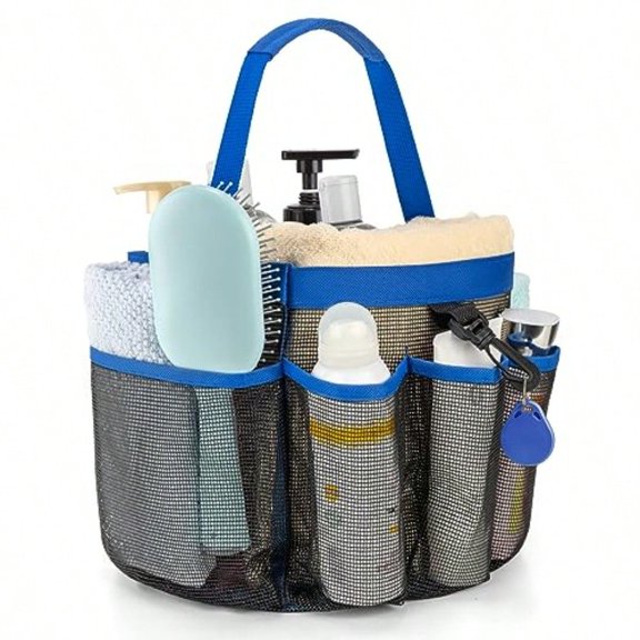 Mesh Shower Caddy Portable for College Dorm Room Essentials with 8-Pocket Large CapacityQuick Dry Shower Bag for Bathroom Beach Gym