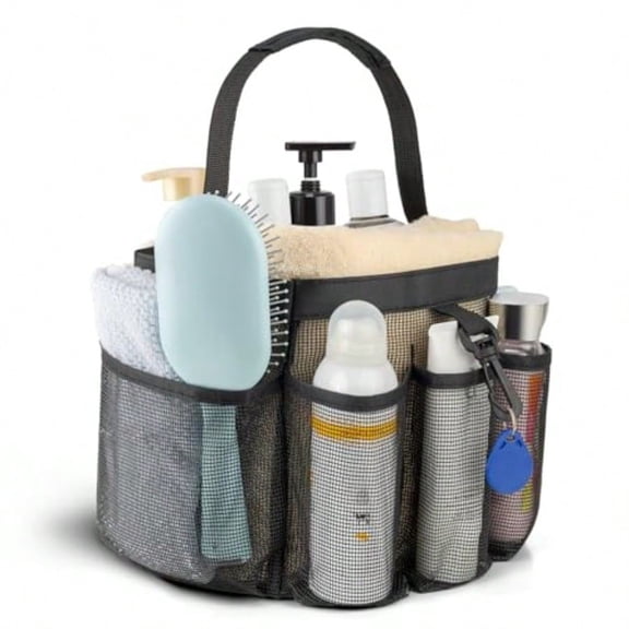 Mesh Shower Caddy Portable for College Dorm Room Essentials with 8-Pocket Large CapacityQuick Dry Shower Bag for Bathroom Beach Gym
