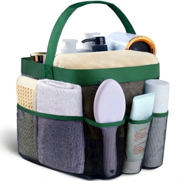 Mesh Shower Caddy Portable for College Dorm Room Essentials with 8 Pockets Hanging Shower Caddy Dorm Basket Quick Dry Shower Bag for Bathroom