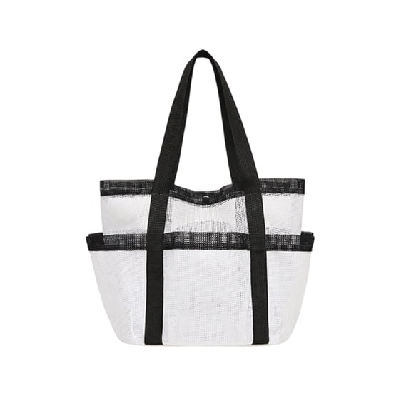 Mesh Shower Caddy Tote Bag, Portable Quick-Dry Caddy Organizer with Handle, Camping Travel Beach College Dorm Room Essentials Toiletry Bag (White)