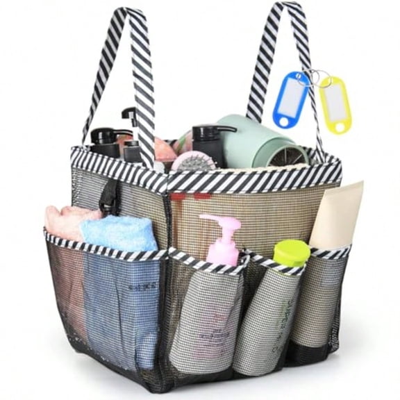 Mesh Shower Caddy Tote Large Shower Caddy Basket Portable Quick Dry Hanging Toiletry Bag 8 Storage Pocket Handle Bath Organizer for College Dorm Gym Camp Travel