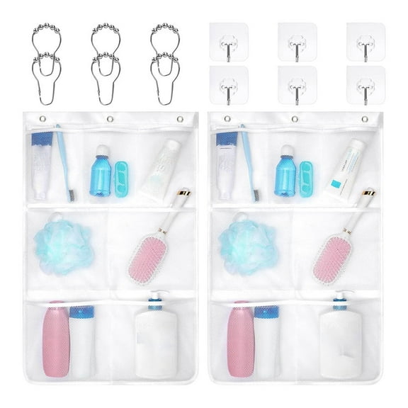 Mesh Shower Caddys Hanging,Quick Dry Shower Organizer, 7 Pockets Bathroom Organizer Bag Tote for Cruise Ship 2 Pack