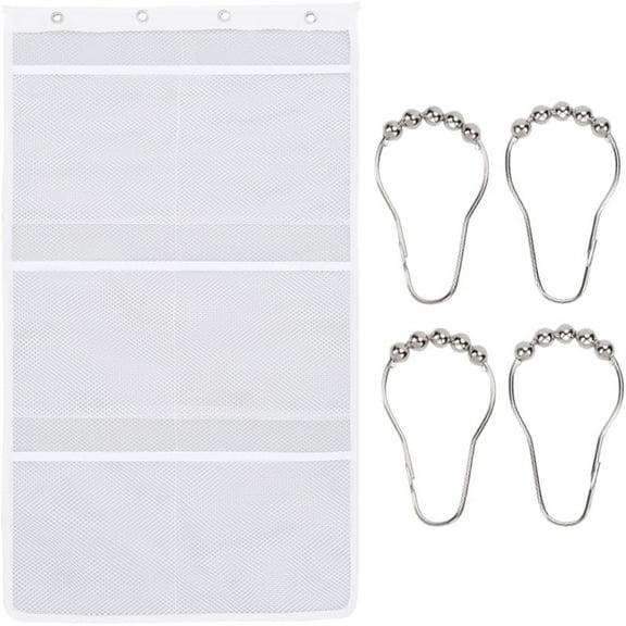 Mesh Shower Organizer Mesh Showers Caddy Bag Hanging 6 Pockets with Quick Drying Mesh Portable Space Saving Bathroom Organizer