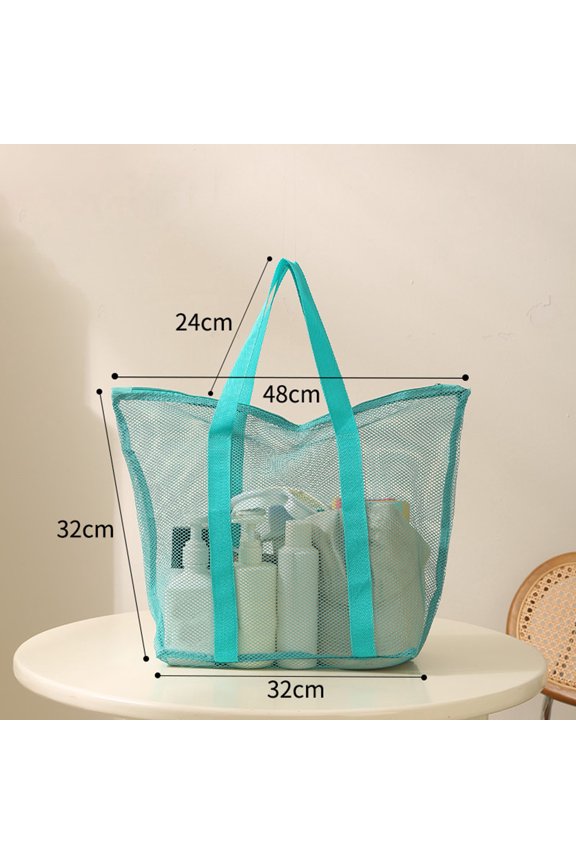 Mesh Shower Tote Bag, Multi-Pocket Mesh Beach Tote, Multipurpose Storage Handbag For Gym Swimming Travel Dorm Bathroom(Green)