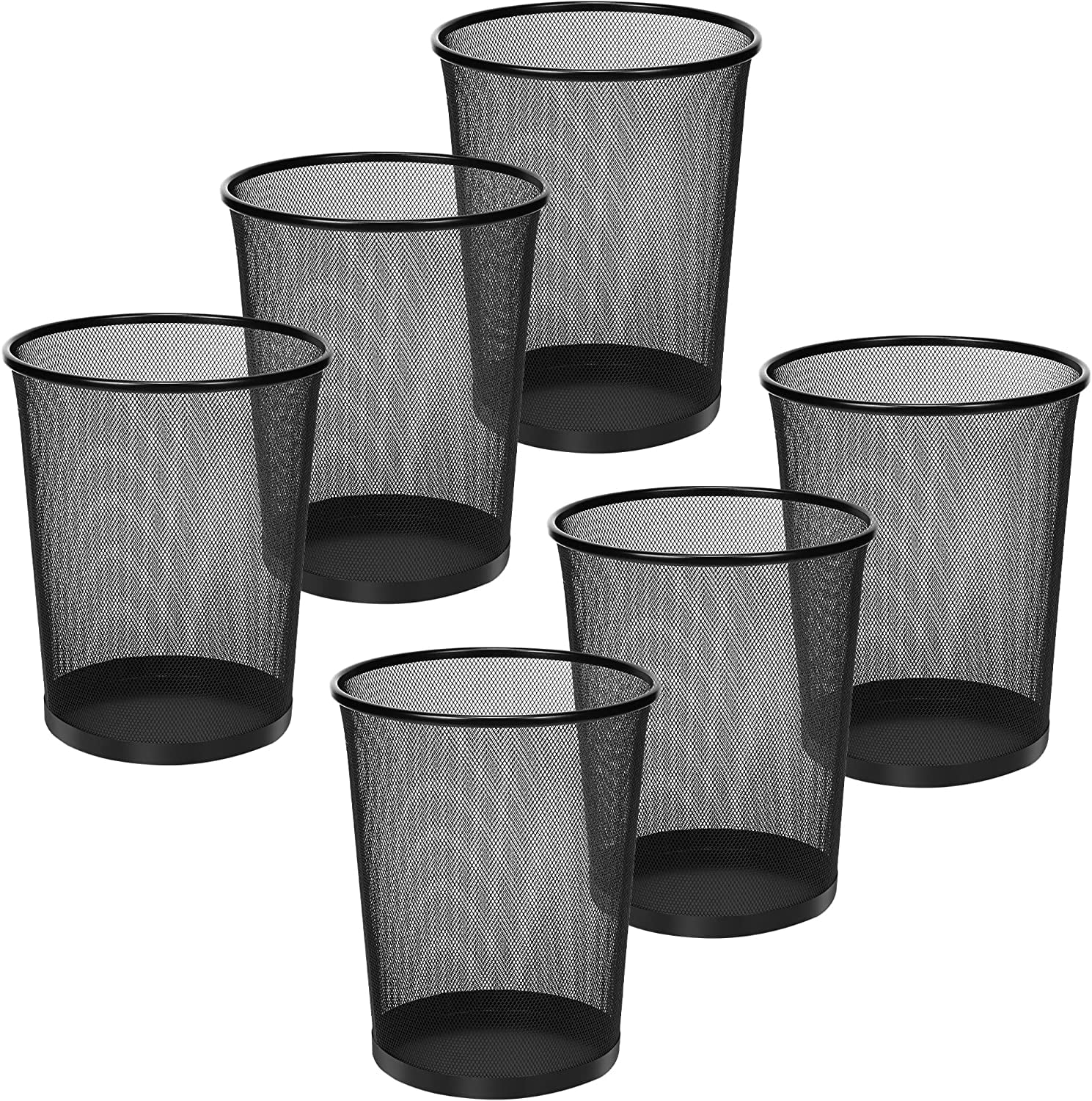 Mesh Small Trash Cans, 6Pack Metal Wastebaskets, Garbage Container Bin