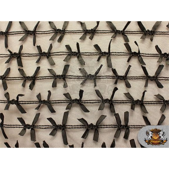 Mesh Snow Ribbon Fabric BLACK / 55" Wide / Sold by the yard