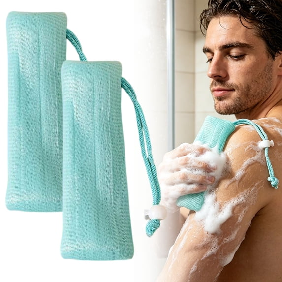 Mesh Soap Bar Loofah Exfoliating Mesh Soap Saver Bag Pouch Bubble Foam Net for Body Facial Shower Cleaning Tool, Blue