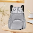 thumbnail image 1 of Mesh Sports Backpack Soccer Basketball Volleyball Bag | Ball Compartment Shoe Pocket | Gray Black Blue | 30x16x45cm, 1 of 8