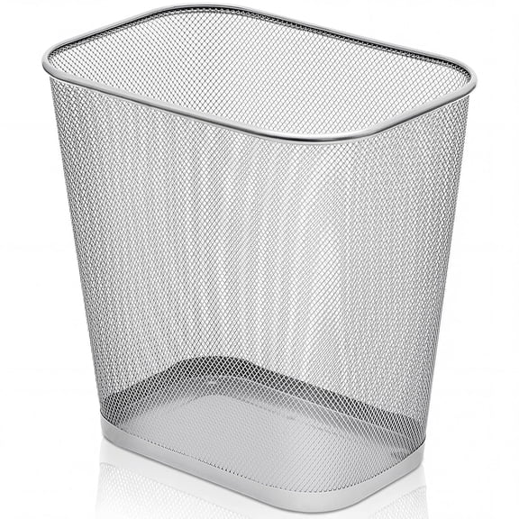 Mesh Square Trash Cans 4 Gallons Wire Wastebasket for Home Black Metal Office Garbage Cans Rectangular Trash Bin for Kitchen Bathroom Bedroom