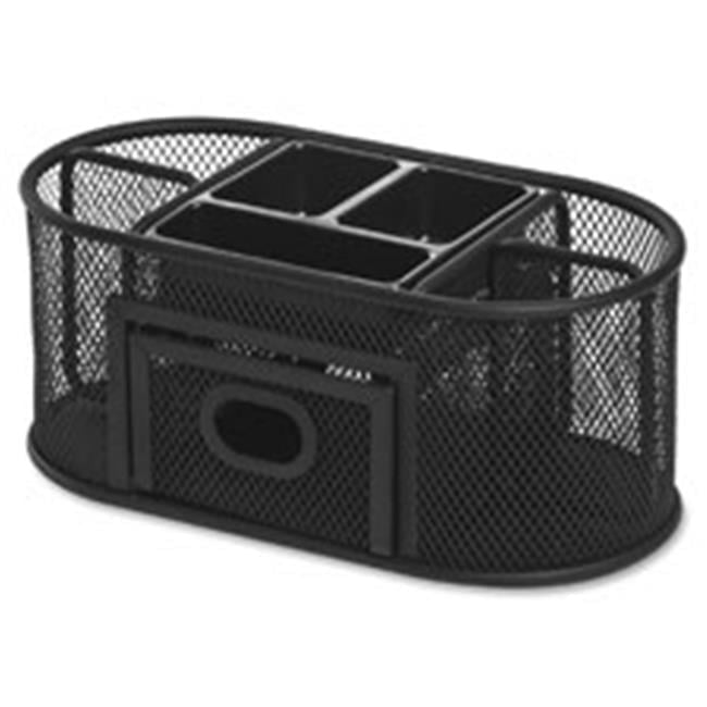 Black Mesh Steel Desk Organizer with Removable Compartments