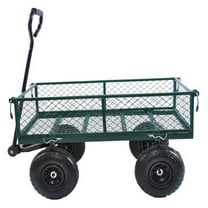 Mesh Steel Garden Cart 550 lbs, Folding Utility Wagon with 10 Inch Wheels, Green