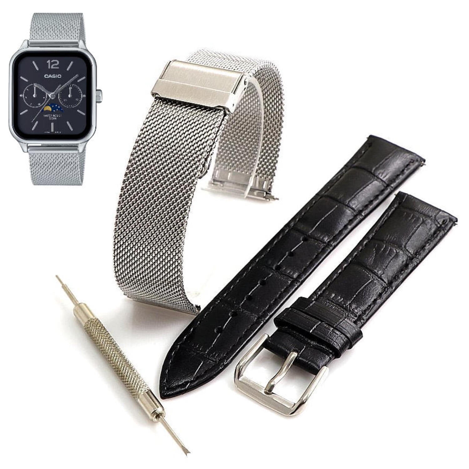 Stainless Steel Casio Watch Strap Loop Mesh Steel And Leather