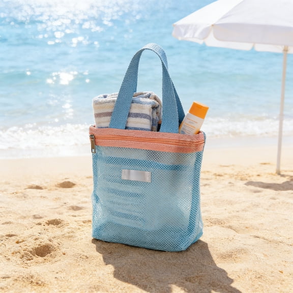 Mesh Storage Bag, Large Capacity Drainable Toiletry Bag for Travel, Portable Nylon Beach Tote with Breathable Design, Lightweight Swimming Bag for Pool and Outdoor Use
