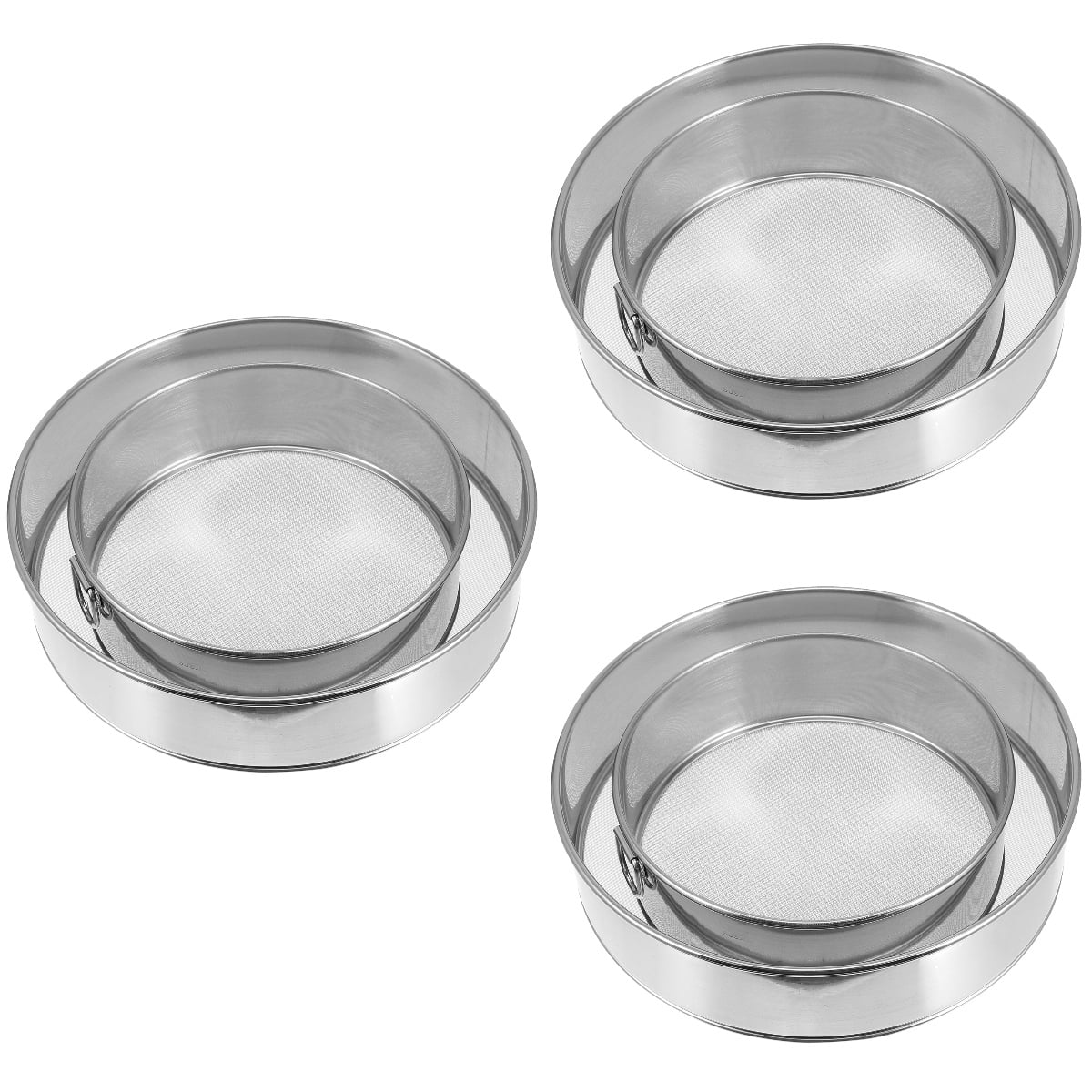 Mesh Strainer Hand Crank Sifter for Baking 6 PCS Flour Sieve Round