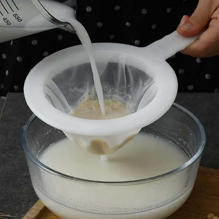 Mesh Strainer Nylon Juice Strainer Yogurt Mesh Sieve Plastic Mesh Colander With Handle Brine Separation Net For Kitchen Utensils Black