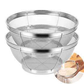 2Pack Stainless Steel Rice Strainer Fine Mesh Strainer, Large Capacity Colander, for Rice/Yogurt/Fruits & Vegetables