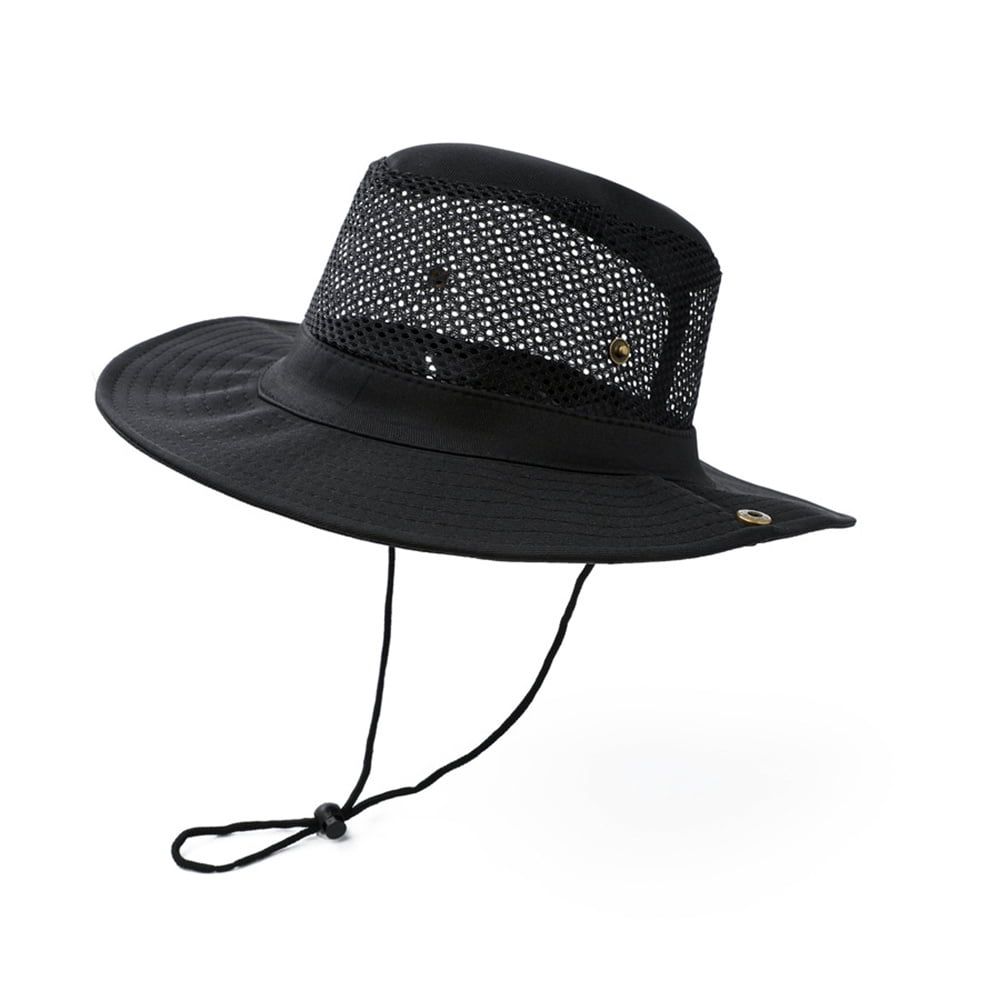 Mesh Sun Hat for Men Hats Summer Beach Safari Wide Brim Fishing Cap  Outdoor-Grey 