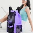 thumbnail image 1 of Oxford Mesh Drawstring Swim Backpack, 18.11x11.41x5.90in, Large Capacity Wet-Dry Separate Gym Bag with Water Bottle Pocket for Beach Fitness Travel Gear, Purple, 1 of 6
