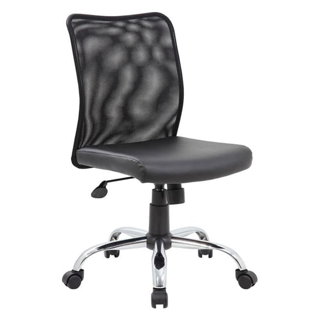 Black Mesh and Vinyl Swivel Task Chair with Chrome Base