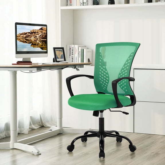 Dkelincs Office Desk Chair Adjustable Mesh Mid Back Office Chair Ergonomic Computer Chair with Lumbar Support & Wheels, Green