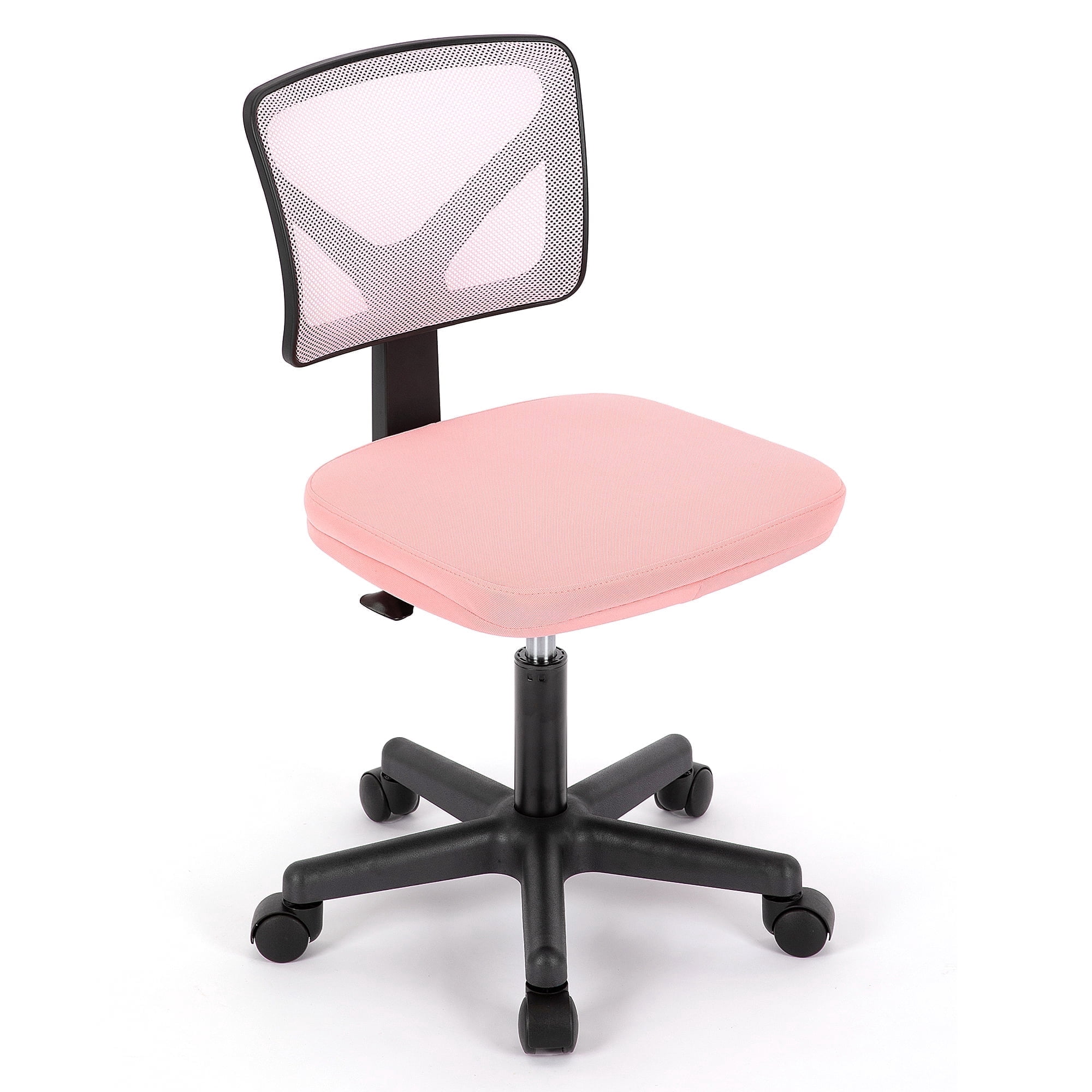 CONCETTA Mesh Office Desk Chair with Ergonomic Low-Back, Armless Design, Rolling Swivel Chair with Wheels, Pink