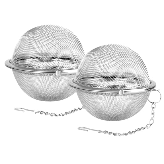 Mesh Tea Infuser Ball, 304 Stainless Steel Strainer, For Kitchen Teapot Spice Brewing, Medium, Silver, 2 Pieces