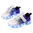 thumbnail image 1 of Mesh Tennis Shoes for Boy Girl Kids Light up Shoes Color Block Strappy Sneakers Breathable Soft Footbed Comfortable Walking Shoes Black 2.5 Big Kid, 1 of 5