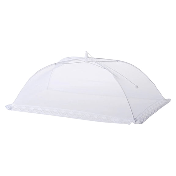 Mesh Tent, White Square Pop Up Screen for Picnic, Bbq, Indoor Kitchen Table, Reusable Cover for Protection