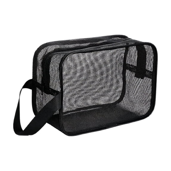Mesh Toiletry Bag | Black Shower Caddy | Travel Essentials for Gym Beach Bathroom Use, Storage Bag Organizer for Toiletries Cosmetics