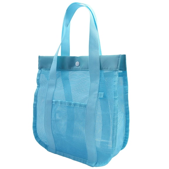 Mesh Toiletry Bag Blue Travel Organizer Waterproof Cosmetic Bag Multi-Pocket Portable Wash Bag Beach Tote