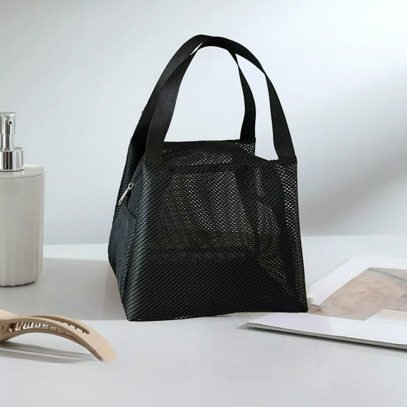 Mesh Toiletry Bag Mesh Toiletry Bag 10.24x7.09x15.75" Large Capacity Portable Beach Shower Caddy with Zipper(Black,1Pcs) NCHKUN