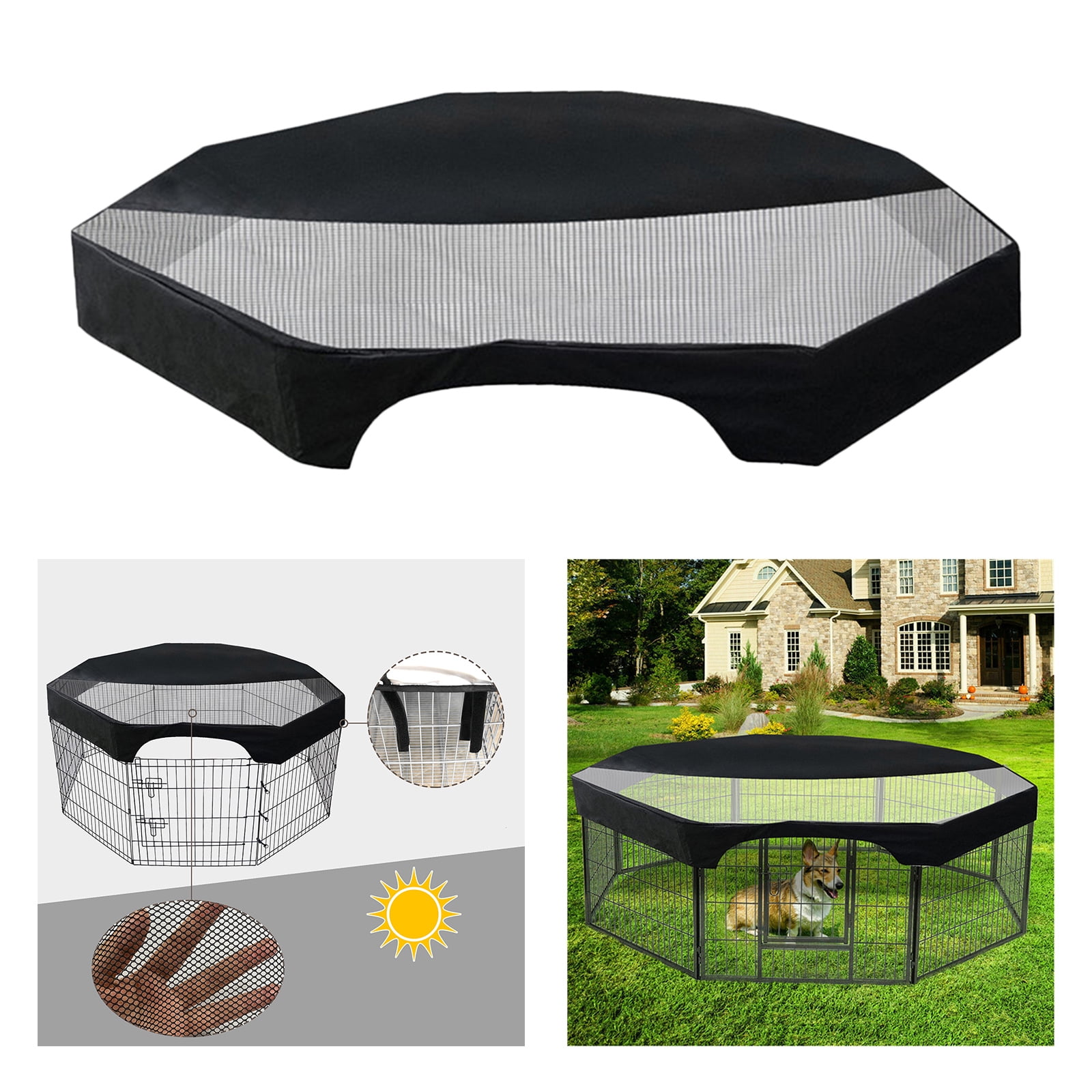 Mesh Top Cover for Indoor and Outdoor Metal Pen Octagonal Dog Playpen