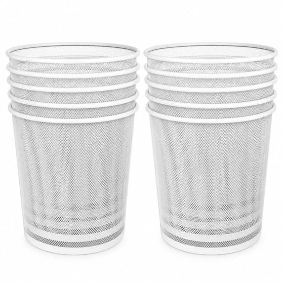 Warehouse Wire Racks Trash Mesh Trash Cans, 6 Gal Metal Wire Wastebaskets, 10-Pack, White, for ...